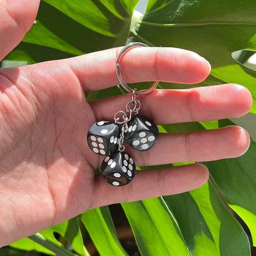 y2k 2000s black dice keyring for keychain